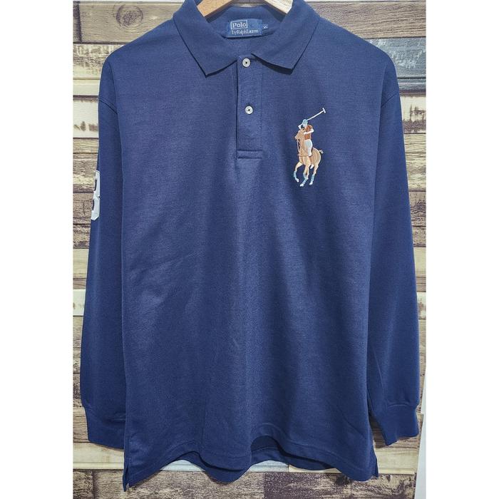 Polo Ralph Lauren Big Logo Polo Shirt Long Sleeve Navy Size L