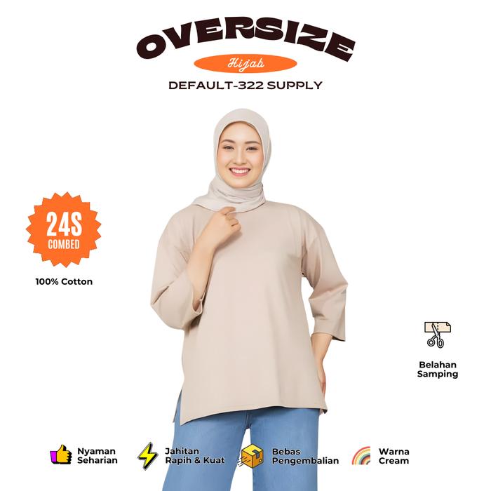 Gambar Baju Kaos Polos Oversize Hijab Abu Wanita Tangan 3/4 Combed 24s M-XXL - Cream, M dari DEFAULT-322 undefined Tokopedia