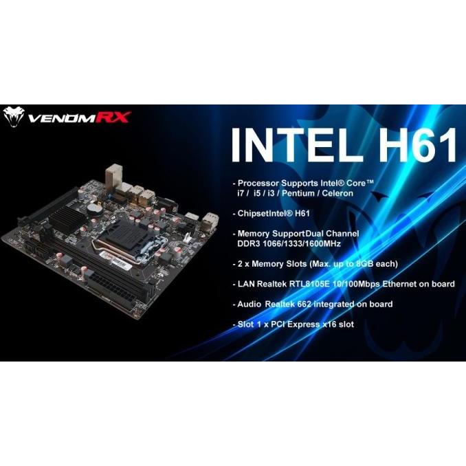 Jual Best Seller Motherboard Venomrx Intel H61 Ddr3 Lga 1155