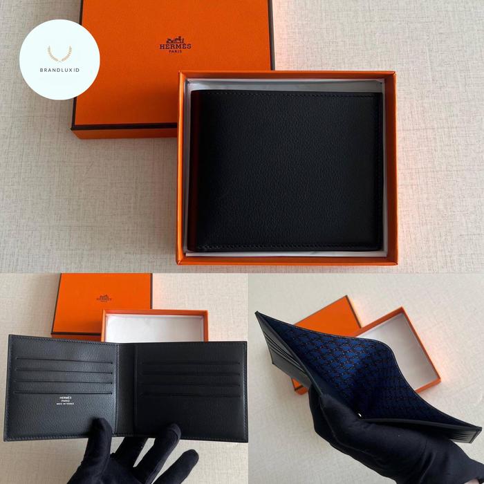 Gambar Hermes Wallet All cards & money slot in Black & Vert Bronze - Black dari Brandluxid undefined Tokopedia