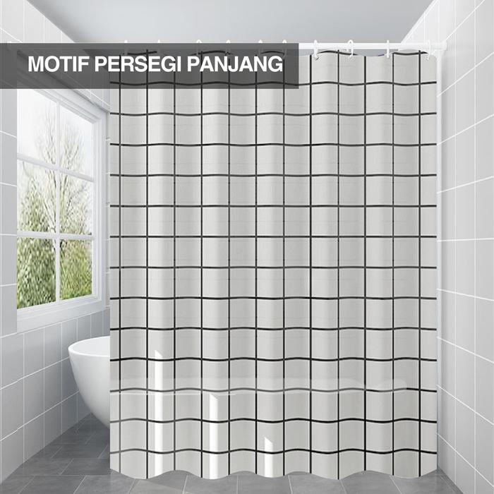 Gambar BUNDLING Tirai Kamar Mandi Premium Gorden Shower Curtain & Tongkat - persegi panjang, 80x180cm+pipa dari AkuAda Store undefined Tokopedia