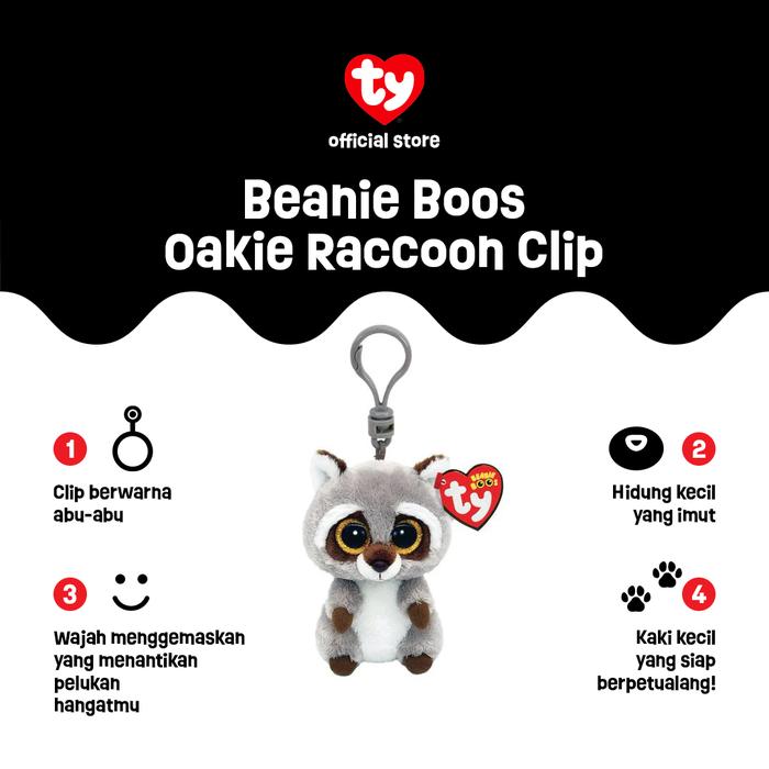 Gambar TY Beanie Boos Oakie Racoon Keychain - Gantungan Kunci Boneka Rakun dari TY Official Store undefined Tokopedia