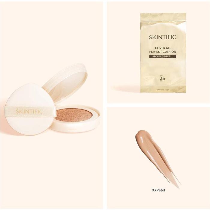 Gambar Cushion Skintific Cover All Perfect Cushion + Case + Mirror + Puff Make Up Foundation Bedak Powder Matte Poreless High Coverage Make Up Primer Oil Control Cushion Air Cushion Refill - Refill-03-Petal dari Mino Furniture undefined Tokopedia