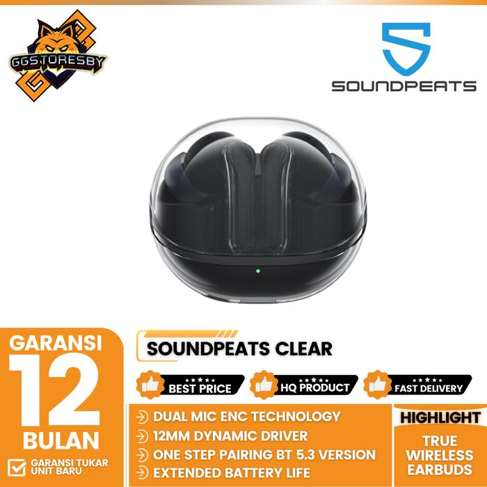 Gambar SOUNDPEATS CLEAR TRUE WIRELESS Earbuds - BLACK dari GGSTORESBY undefined Tokopedia