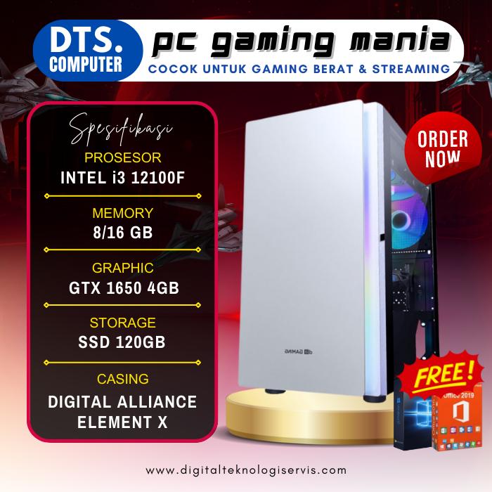 Jual PC Gaming 12th Gen i3-12100F GTX 1650 16 GB SSD