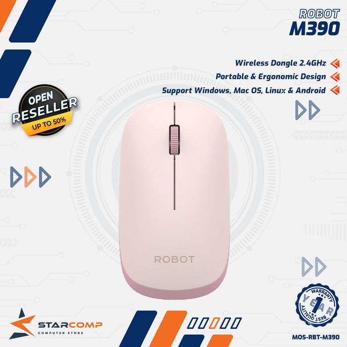 Gambar ROBOT M390 Mouse Multi Device Bluetooth + 2.4G Wireless Mouse Silent Key Include Baterai - Pink dari Starcomp Semarang undefined Tokopedia