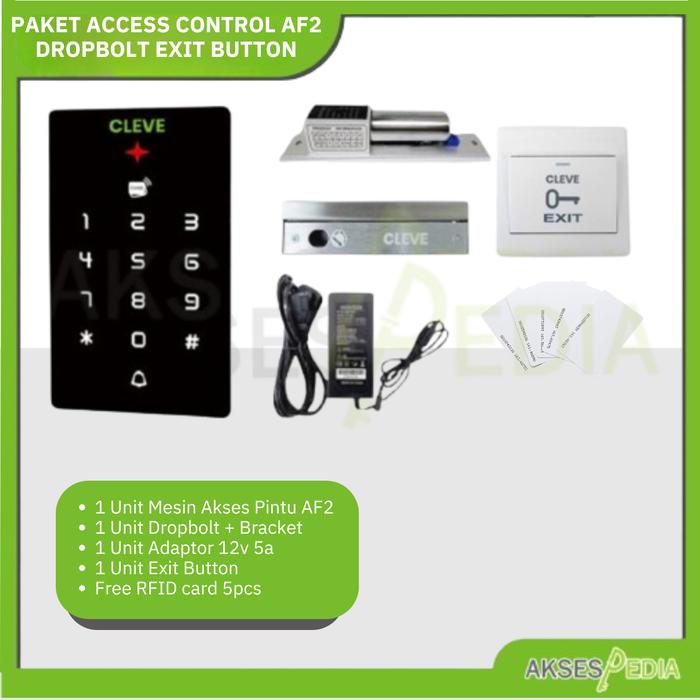 Gambar Paket Akses Door Fingerprint Cleve AF2 Pintu Kaca Waterproof - Tombol Exit dari tokoaksespedia undefined Tokopedia