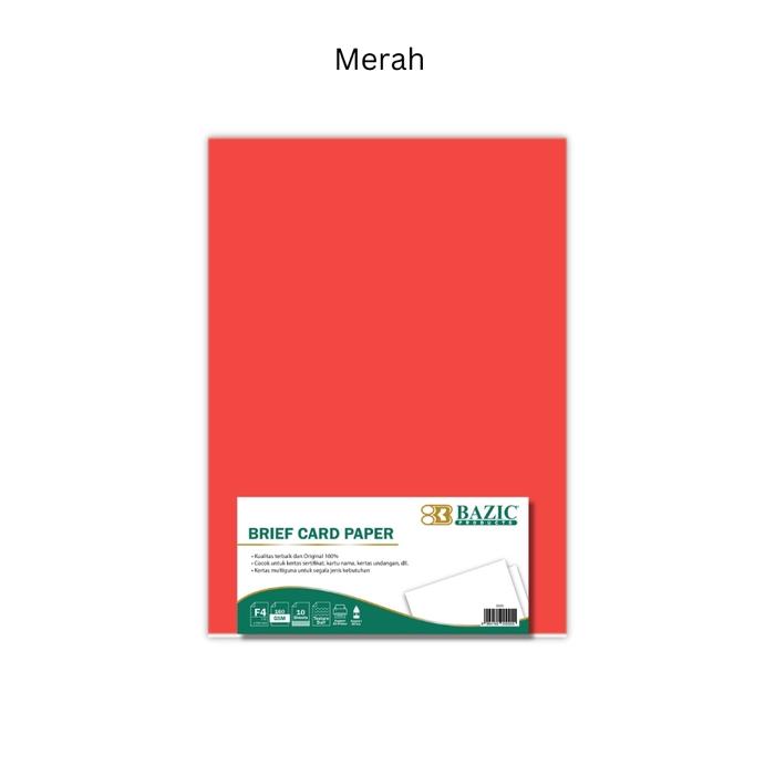 Gambar Bazic Premium Brief Card Paper F4 160gsm 10 Lembar - Kertas BC Warna - Merah dari Bazic Products Indonesia undefined Tokopedia