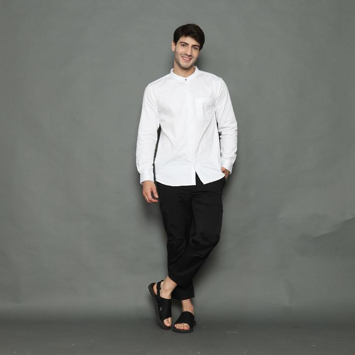 Gambar Kemko Putih Pria Lengan Panjang Baju Kemeja Koko Muslim Katun Twill untuk Remaja & Dewasa Kurta - REV 135, M dari Rev collection undefined Tokopedia