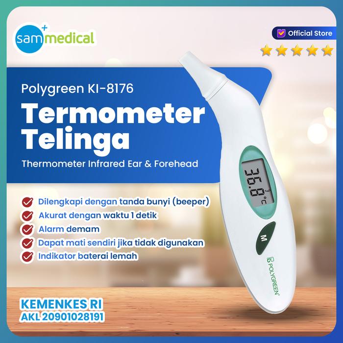Gambar Polygreen Forehead & Ear Thermometer KI 8176 / Alat Cek Suhu panas Tubuh / Termometer Infrared Non Kontak / Pengukur Suhu / pengukur suhu badan bayi anak dewasa dari SAM MEDICAL undefined Tokopedia