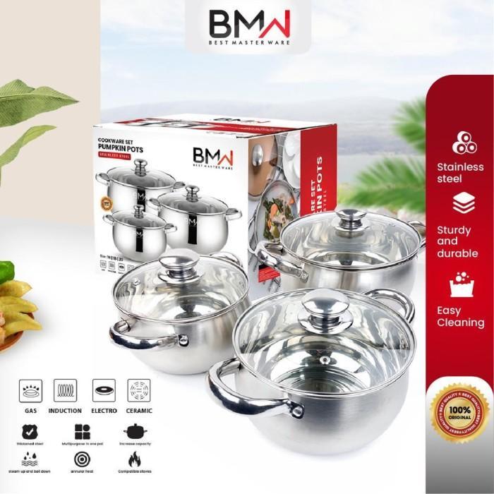 Gambar BMW Kitchen Ware - Panci Labu Panci Sop Panci Rebus 1 set 3 Pcs Panci Tutup Kaca Panci Stainless Steel ukuran 16 18 20 CM - PANCI SET dari Urban Taste Shop undefined Tokopedia