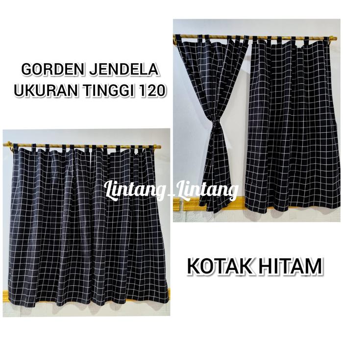 Gambar Gorden Jendela Pendek Ukuran 120 X 100 - Hordeng Jendela Pendek Kamar Tamu Kecil Minimalis - KOTAK HITAM dari Boneka Lintang undefined Tokopedia