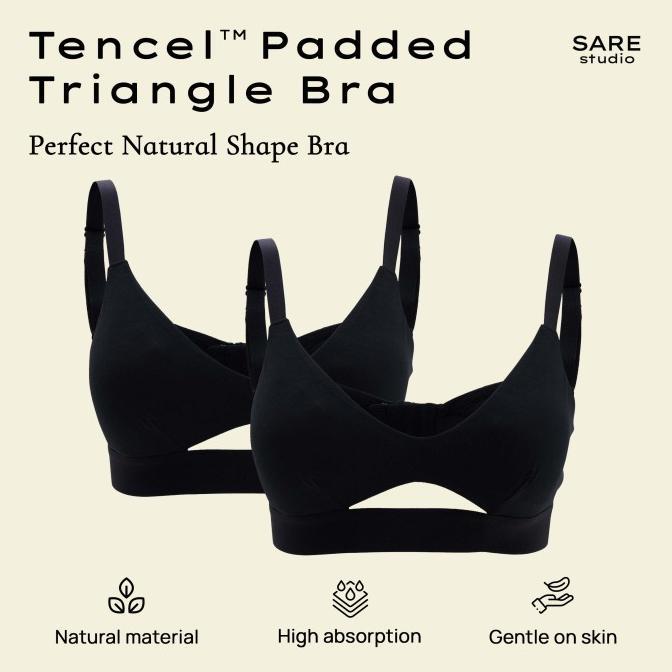 Gambar Murah Sare Studio Padma Padded Tencel Triangle Bra 2 Packs in Black Non COD - S dari putput mart undefined Tokopedia