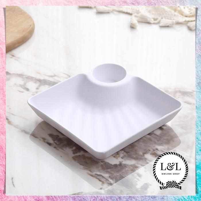 Gambar Plate With Sauce Bowl Piring Saji Kotak 2 in 1 Serbaguna Piring Snack Dengan Mangkuk Saus - Putih dari L&L OnlineShop undefined Tokopedia