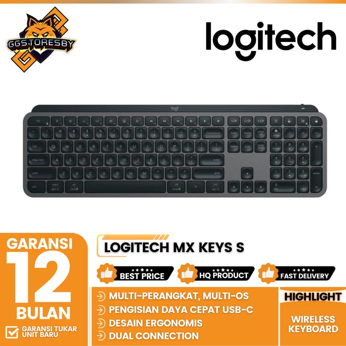 Gambar LOGITECH MX KEYS S KEYBOARD WIRELESS BLUETOOTH SMART BACKLIGHT - Graphite dari GGSTORESBY undefined Tokopedia