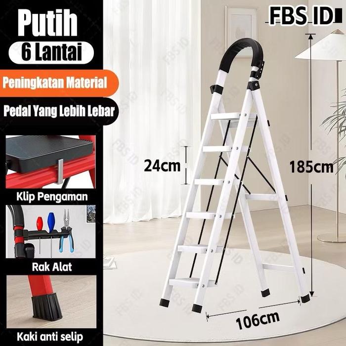 Gambar Tangga 3/4/5/6/7/8 Step Putih Lipat / Tangga Lipat Household Steel Ladder / Tangga Lipat Aluminium / Tangga susun - Putih, 4 layer 145cm dari Raja Grosir indo_NEW undefined Tokopedia