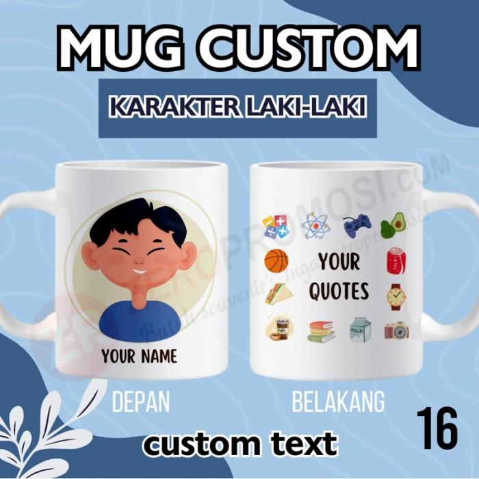 Gambar Kado Mug Keramik Kartun Karakter Cowok/Laki-Laki - Custom Nama Sendiri - 16 dari Zeropromosi undefined Tokopedia