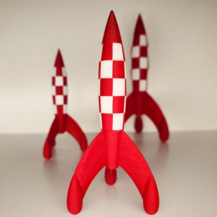 Gambar Mainan Action Figure Roket Tintin - Explorers on the moon rocket figurine - 200mm dari marlinaian undefined Tokopedia