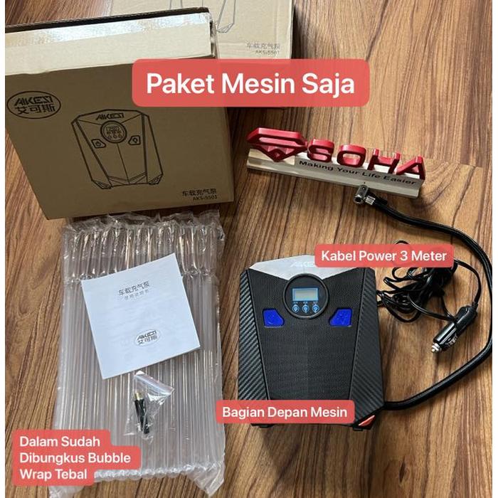 Gambar Am-15 Pompa Angin Ban Mobil Elektrik Car Air Compressor Tool Set Inflator 150 PSI 35L/m LCD Display - Paket Mesin Aja dari Sentosa Sukses Store undefined Tokopedia