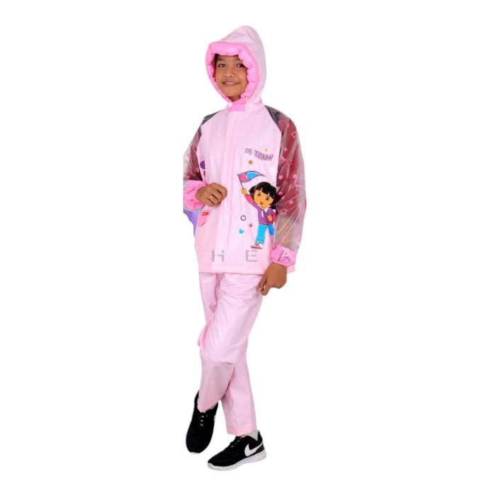 Gambar Jas Hujan Anak Setelan Backpack Tiger Head 68404 Dora - Pink dari itos olshop undefined Tokopedia