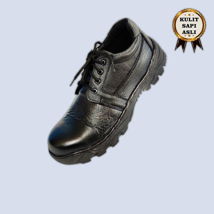 Gambar Sepatu Safety Kulit Sapi Asli Ujung Besi Tali Pendek - Hitam, 39 dari Safety Boots Pria undefined Tokopedia