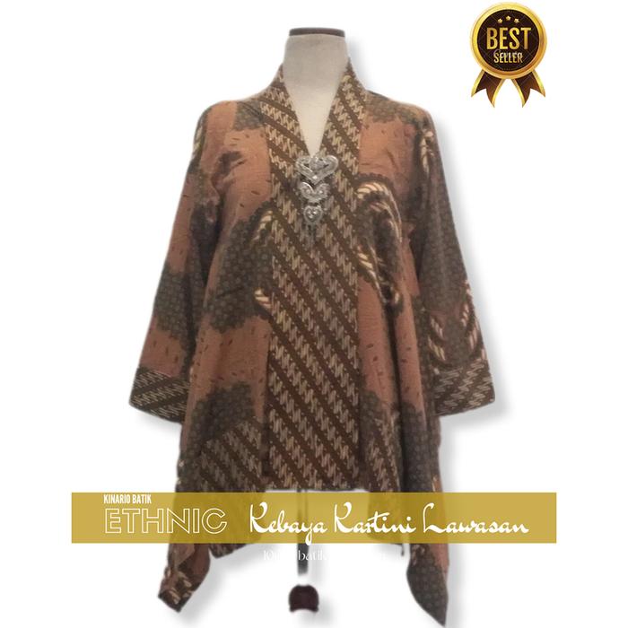 Gambar Kebaya Modern Kinario Blouse Kartini Vintage Batik Cap Kombinasi Lawasan Jogja L - TruntumProboSwi dari KINARIO BATIK undefined Tokopedia