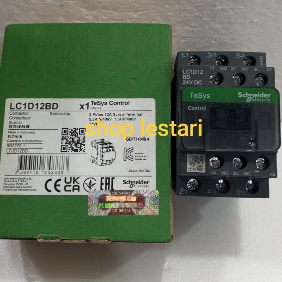 Gambar CONTACTOR/KONTAKTOR SCHNEIDER LC1D12BD/bd 24vdc 12A 3p dari shop lestari listrik undefined Tokopedia