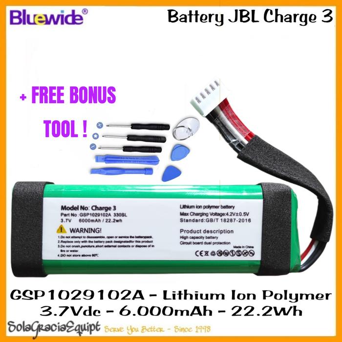 Gambar Batre/Battery Bluetooth Speaker JBL Charge 3 - GSP1029102A (6.000mAh) - Blue Wide dari SolaGracia Equipt undefined Tokopedia