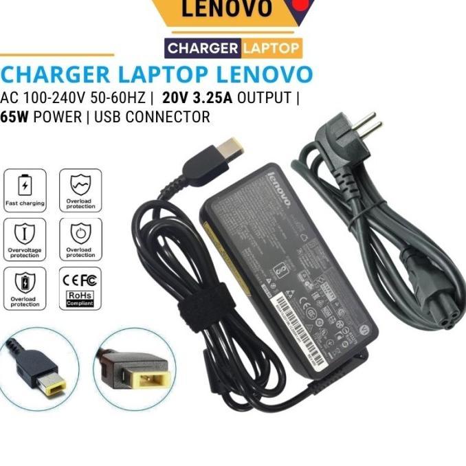 Gambar CHARGER LAPTOP LENOVO BONUS KABEL POWER OUTPUT 20V 3.25A USB OEM - 1 Paket dari putinatasyha undefined Tokopedia