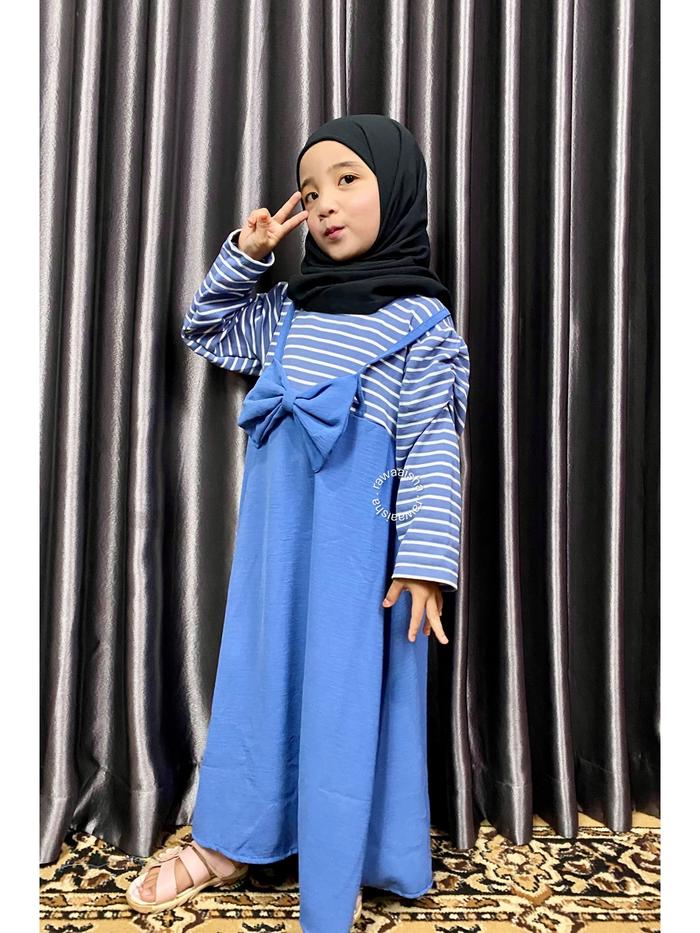 Gambar Gamis Anak Perempuan Rawaaisha Usia 3-12 Tahun warna Biru Denim - Denim, 4 dari rawaaisha undefined Tokopedia