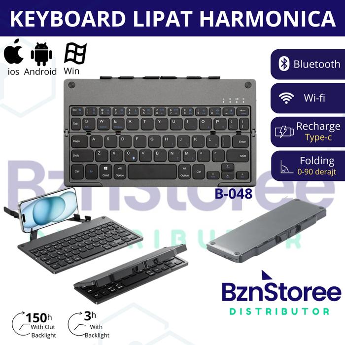 Gambar Keyboard Wireless Bluetooth Lipat B-048 /Keyboard Slim MultiDevice Wireless Bluetooth /Folding Bluetooth Wireless Keyboard - Keyboard Lipat Portabel dari Bznstoree undefined Tokopedia