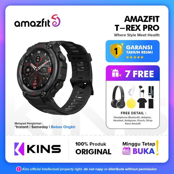 Gambar (TG) Amazfit T-Rex 2 & T-Rex Pro Smartwatch / Amazfit Trex 2 Smartwatch 5 Satellite Navigation, Military-grade Toughness Fitness Watch with Heart Rate, Sleep, SpO2 / Amazfit Trex 2 & Amazfit Trex Pro - Trex Pro Black, Tanpa Bonus dari Amba wan undefined Tokopedia