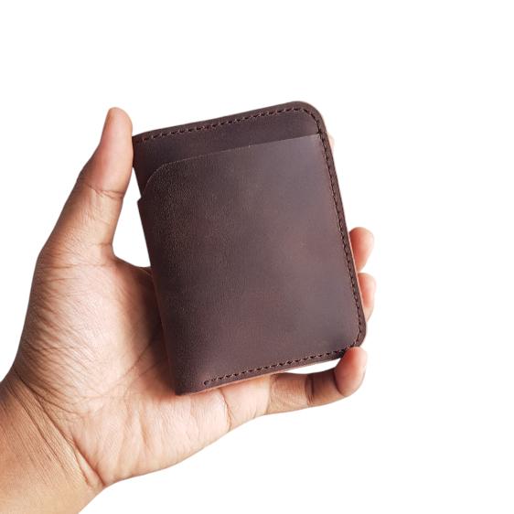 Gambar Dompet Kartu Pria Wanita Full Kulit Asli Minimalis Simpel Kecil - Dark Brown dari Regoru_NEW undefined Tokopedia