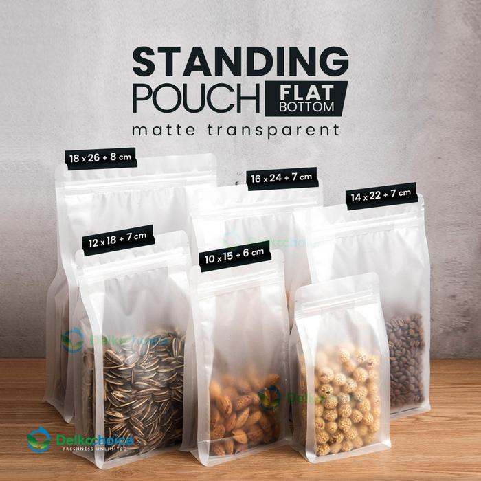 Gambar Plastik Klip VARIANT FLAT BOTTOM Standing Pouch DELKOCHOICE Makanan - Matte Doff, 14x22 dari dkm packing undefined Tokopedia