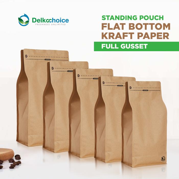 Gambar Plastik Klip VARIANT FLAT BOTTOM Standing Pouch DELKOCHOICE Makanan - Full Kraft, 18x28 dari dkm packing undefined Tokopedia