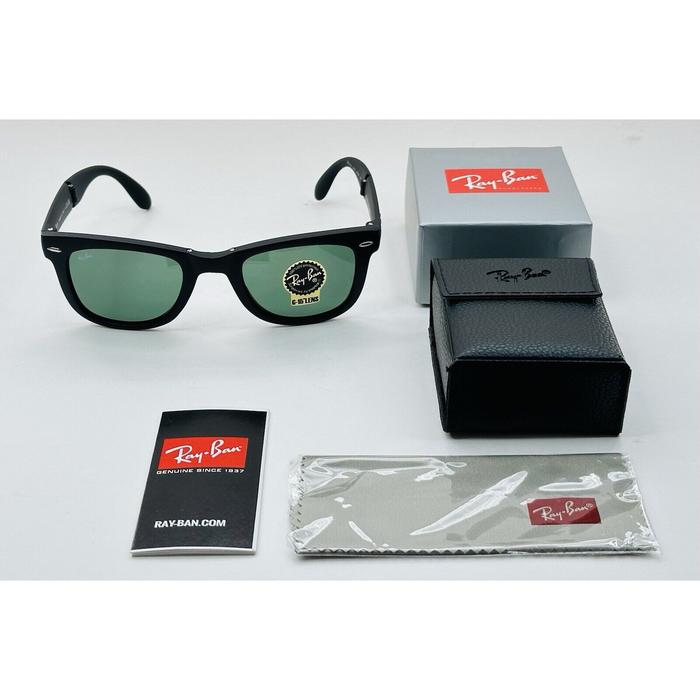 Jual Ray-Ban Wayfarer Matte Black Frame With Green Lenses Folding