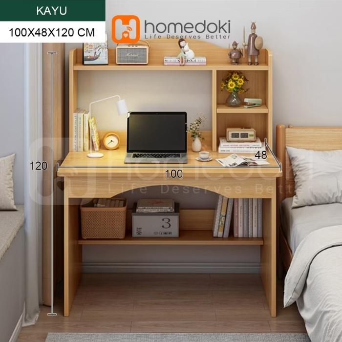 Gambar Homedoki Meja Belajar | Meja Belajar Anak | Meja Belajar Minimalis | Meja Belajar Aesthetic - Type2 - Kayu dari Little Fan Shop undefined Tokopedia