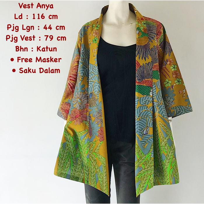 Gambar VEST BATIK ANYA TERBARU / BOLERO BATIK SOLO - dedaun ijo dari KSO BATIK undefined Tokopedia