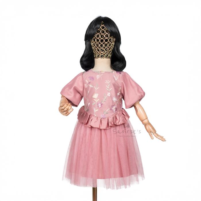 Gambar Gaun Pesta Anak Perempuan Bayi Balita 1-8 Tahun Calista Midi Dress by Saoirse's - Simple Mewah Disney Putri Istana Princess - Dusty Pink, XS dari Saoirse's Store ID undefined Tokopedia