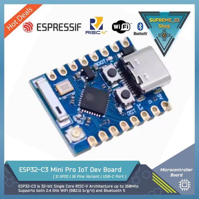 Gambar ESP32-C3 Super mini Supermini PRO RISC-V 32-bit ESPRESSIF Microcontroller Processor SoC IoT Wifi + BLE Bluetooth 5.0 Dev Board | 16-pin | USB Type-C Port - Super Mini Pro dari Supreme ID undefined Tokopedia