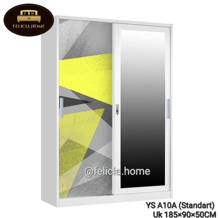 Gambar (READY MAKASSAR) Lemari Pakaian Besi Sliding 2 Pintu Jumbo - Putih - Kuning dari SHP STOR3 undefined 3 Tokopedia