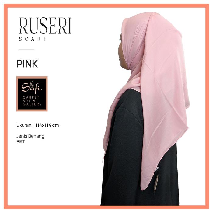 Gambar Hijab Segi Empat Turki Polos Premium Jilbab Kerudung Ruseri 114cm - Pink dari Sufi Carpet undefined Tokopedia