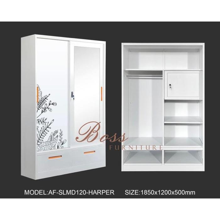 Gambar (READY MAKASSAR) Lemari Pakaian Besi Impor Stainless Sliding 2 Pintu Cermin Laci Luar dari SHP STOR3 undefined Tokopedia