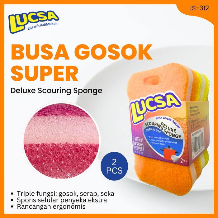 Gambar Sabut cuci piring Deluxe Spons Sponge 2 pc Normal Use Multifungsi Gosok LS-312 Lucsa - Deluxe Sponge dari warungtools Kota Administrasi Jakarta Utara Tokopedia
