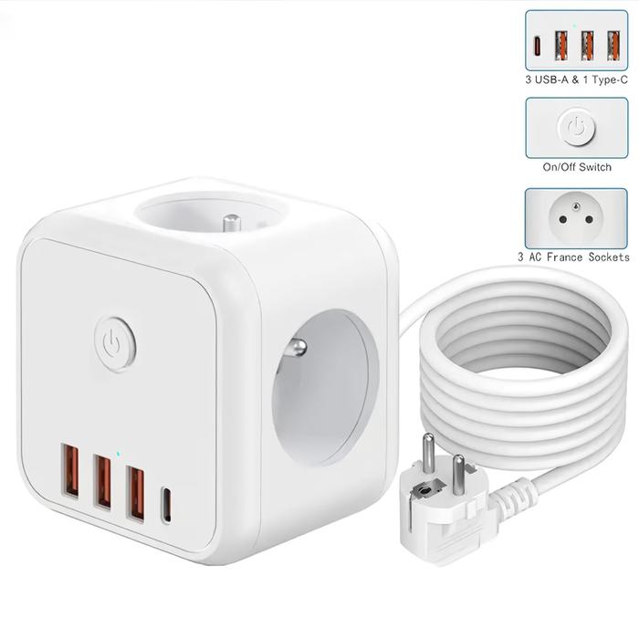 Jual Multitap Power Strip Europe Wall Socket Extender swich 3 AC ...
