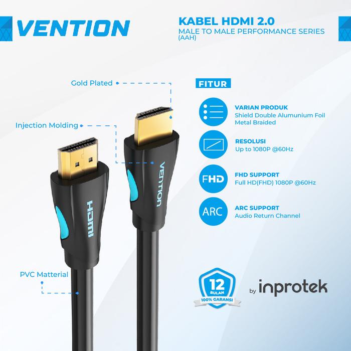 Gambar Vention Kabel HDMI 2.0 Male to Male 4K for PC LCD Projector - AAH, 8 Meter dari Inprotek undefined Tokopedia
