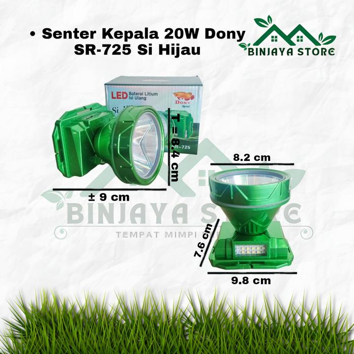 Gambar Senter Kepala Dony SR-725 Si Hijau 20W 2 Baterai Lithium || BINJAYA STORE || [BACA DESKRIPSI SEBELUM MEMBELI] dari BINJAYA STORE undefined Tokopedia