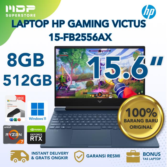 Gambar LAPTOP VICTUS GAMING 15-FB2556AX/FB2555AX :AMD R7-8845HS/8GB/512GB/RTX4050 6GB/15.6"FHD IPS/WIN 11 HOME+OHS 2021/ (BACKPACK) - BLUE dari mdpsuperstore undefined Tokopedia