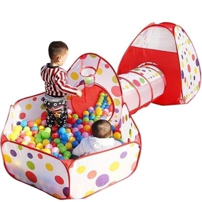 Gambar CV RB-M6 Mainan Tenda Anak Terowongan 4 in 1 + Kolam + Ring Basket Mainan ## - 4IN1 MERAH dari originallkh undefined Tokopedia