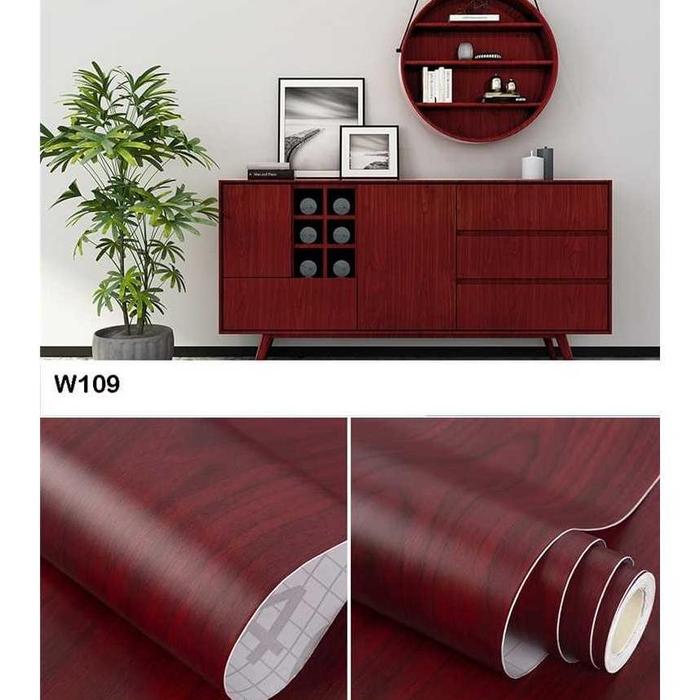 Gambar (READY MAKASSAR) Wallpaper Sticker Dinding Motif Kayu Marmer Serat garis dan kombinasi 1 rol ukuran 8-9 meter x 45cm lemari pintu kusen kuseng rak buku partisi hpl apl kitchenset set dapur - Kayu Merah CY dari SHP STOR3 undefined Tokopedia